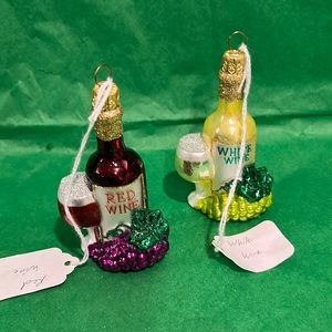 Handmade glass blown wine bottles ornaments